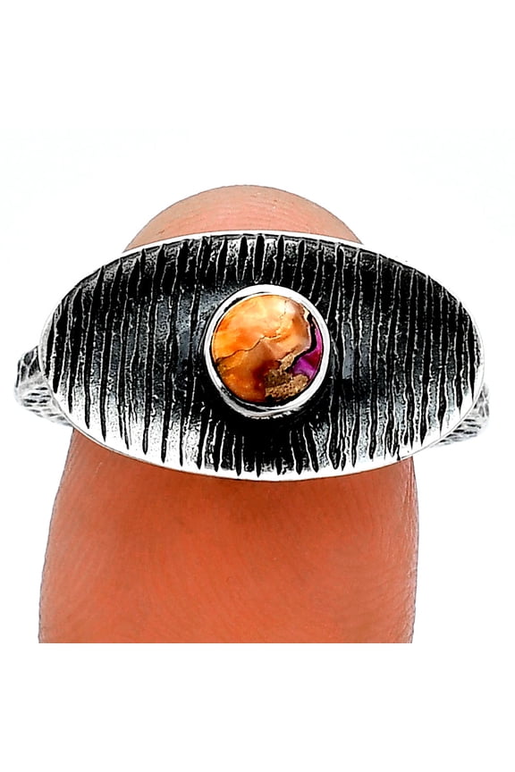 Spiny Oyster Turquoise - Arizona 925 Sterling Silver Ring s.8.5 Jewelry R-1573 SDR244205