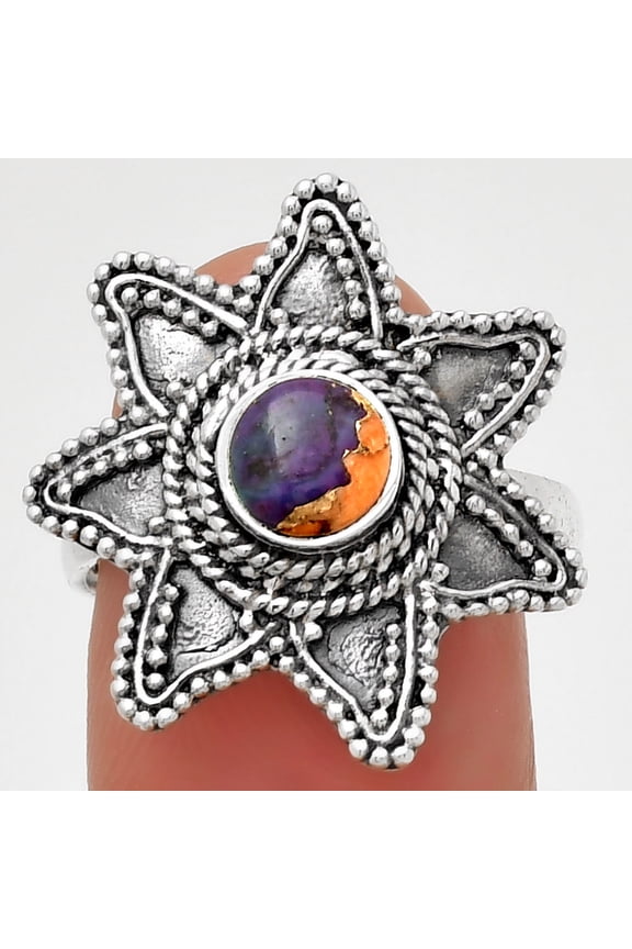 Spiny Oyster Turquoise - Arizona 925 Sterling Silver Ring s.8 Jewelry R-1146 SDR191652