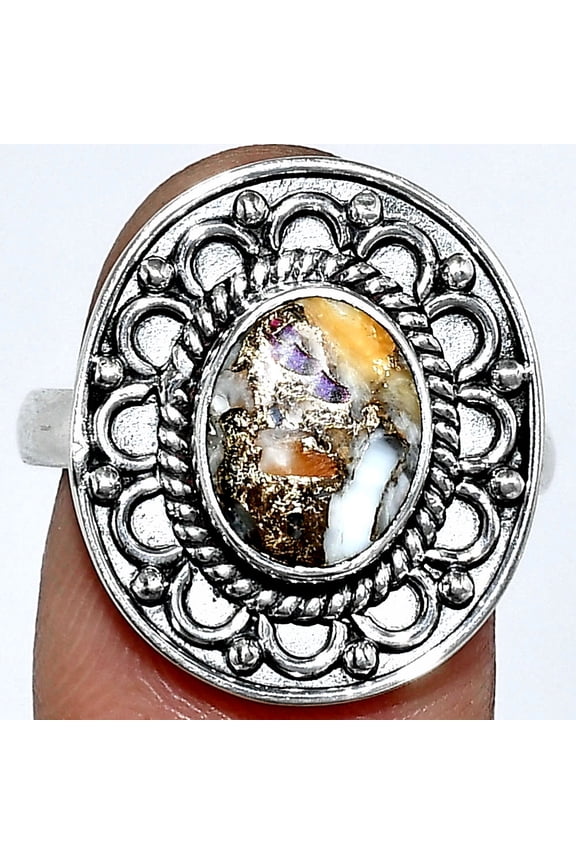Spiny Oyster Turquoise - Arizona 925 Sterling Silver Ring s.8 Jewelry R-1256 SDR243080