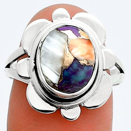 Spiny Oyster Turquoise - Arizona 925 Sterling Silver Ring s.8 Jewelry R-1342 SDR245074