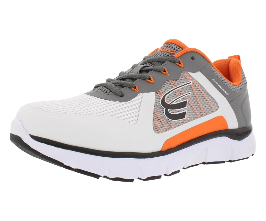 Spira CloudWalker Men s Athletic Walking Shoe with Springs White Dark Grey Orange Walmart Business Supplies