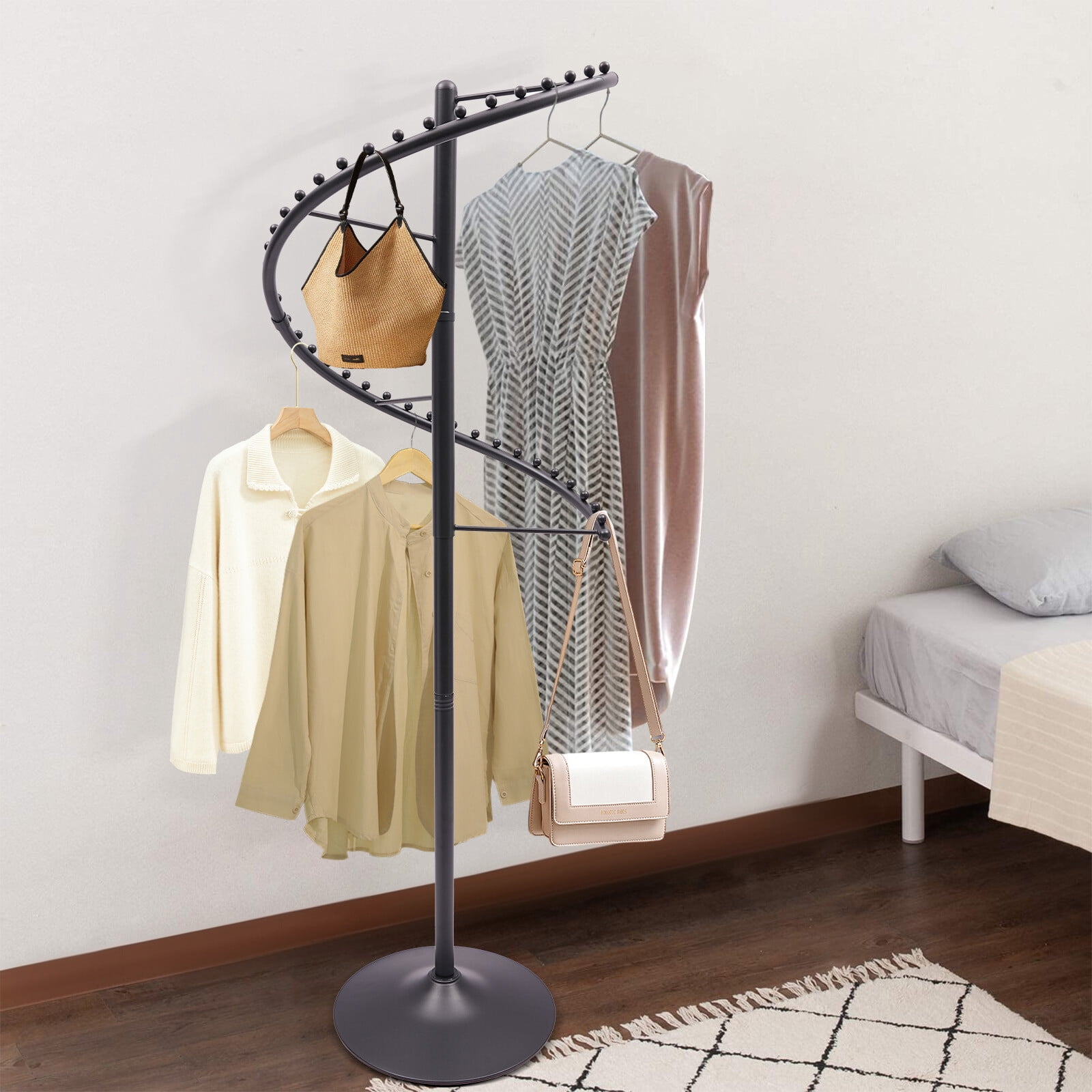 Garment Rack Rotating Conveyor Storage Spiral 360° Rotating Garment Rack - Floor-Standing Clothes Organizer ...