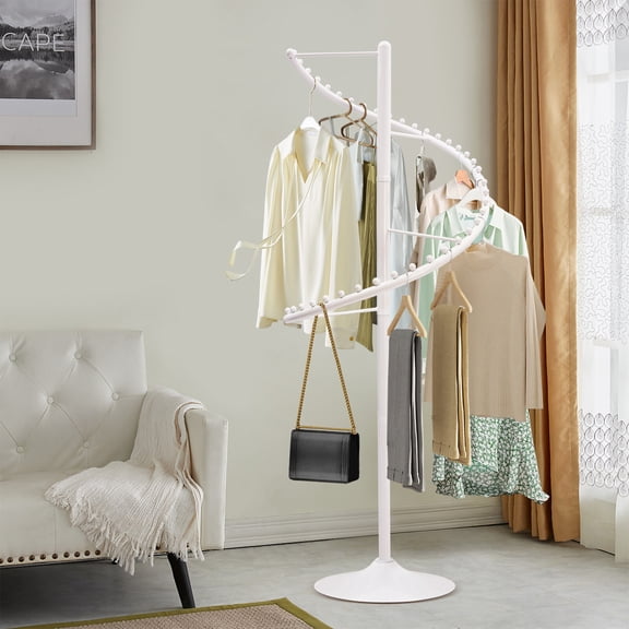 Spiral 360 Rotating Garment Rack - Floor-Standing Clothes Organizer White 1.8m
