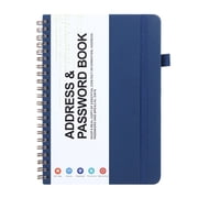 Spiral Address Book with Alphabetical Tabs, Leather Password Book, Address Organizer Telephone Notebook Journal Keep Contact Safe Hardcover Large Print for Seniors Home Office 7.7"x5.6"