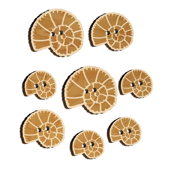 Spiral Ammonite Fossil Marine Mollusk Wood Buttons for Crochet Knitting Sewing DIY Craft - 1.25 Inch Large (5pcs)