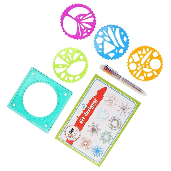 Spiral Art Gear Geometric Ruler 5 Pcs Spiral Circle Template Plastic Ruler Spiral Curve Stencils Drawing Toys Deluxe Gear Art Training Ruler Kit For DIY Art Crafts Gift