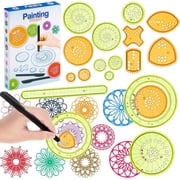 Spiral Art Gear Geometric Ruler Circle Template, for Drawing Plastic Template Ruler Drawing Kit Spiral Curve Stencils with Pens Paper for DIY Art Crafts Sketch