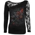 thumbnail image 1 of BURNT ROSE - Lace One Shoulder Top Black, 1 of 3