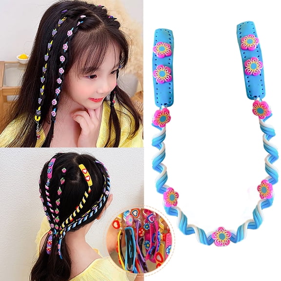 Spiral Beaded Hair Twisters (Flower & Fruit Design) - 1 Piece - Style 9# - Hair Accessories Girls Set Colorful Torsion Hair, Hair Accessories with Rhinestones Diy Hair Styling Acce Makeup Organizer