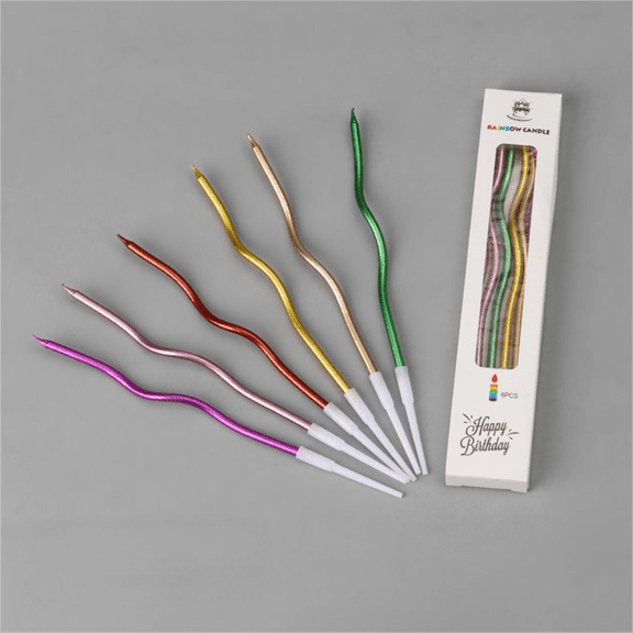 Spiral Birthday Cake Candles Multicolor, Long Thin Wedding Party Decoration, Curve Shape Candle Set for Dessert Display