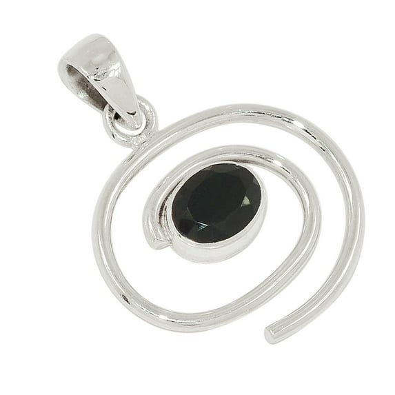 Spiral - Black Onyx 925 Sterling Silver Pendant Jewelry ALLP-21280 SRLP1