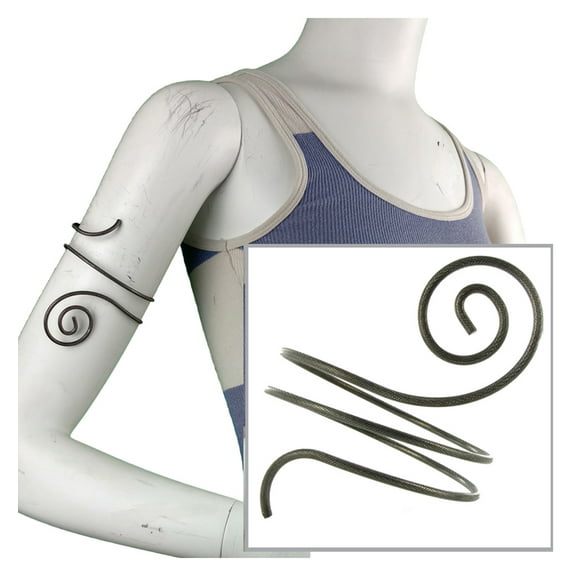 Spiral Black Textured Metal Scroll Upper Arm Bracelet Ladies Adult Female Women