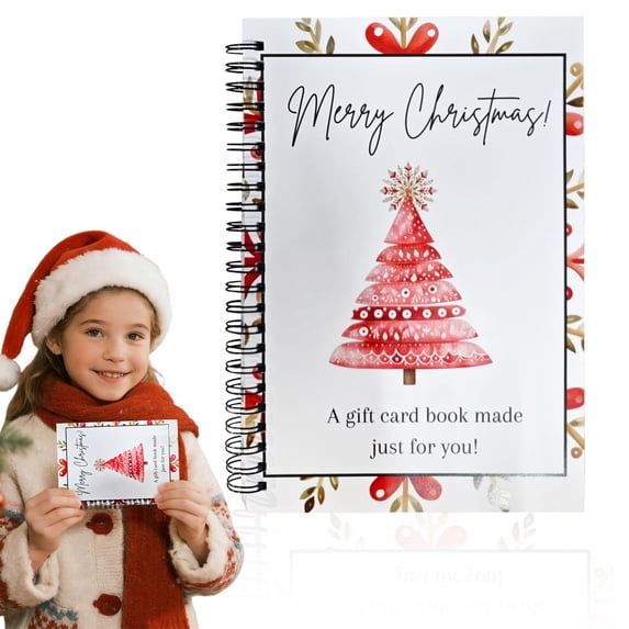 Spiral Bound Card Book,Merry Christmas Gift Card Book,Christmas Giftcard Book,Cute Xmas Gift Cards Holder Book With Surprises On Every Page,Presentation Suitable for Family Friends 7.09in X 5.12in