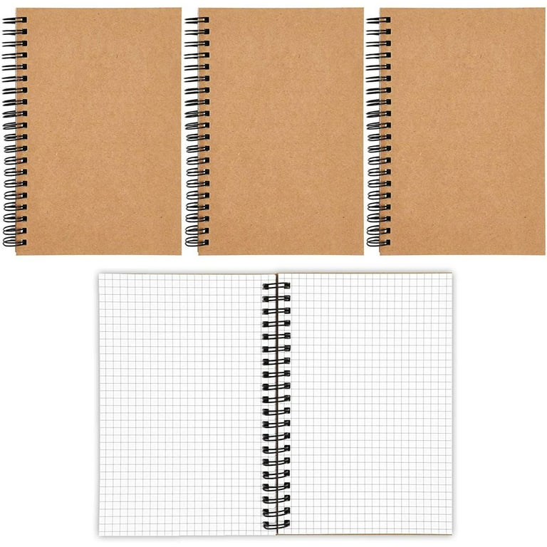 Uxcell A5 Spiral Graph Notebook 80 Sheets Grid Paper Hardcover