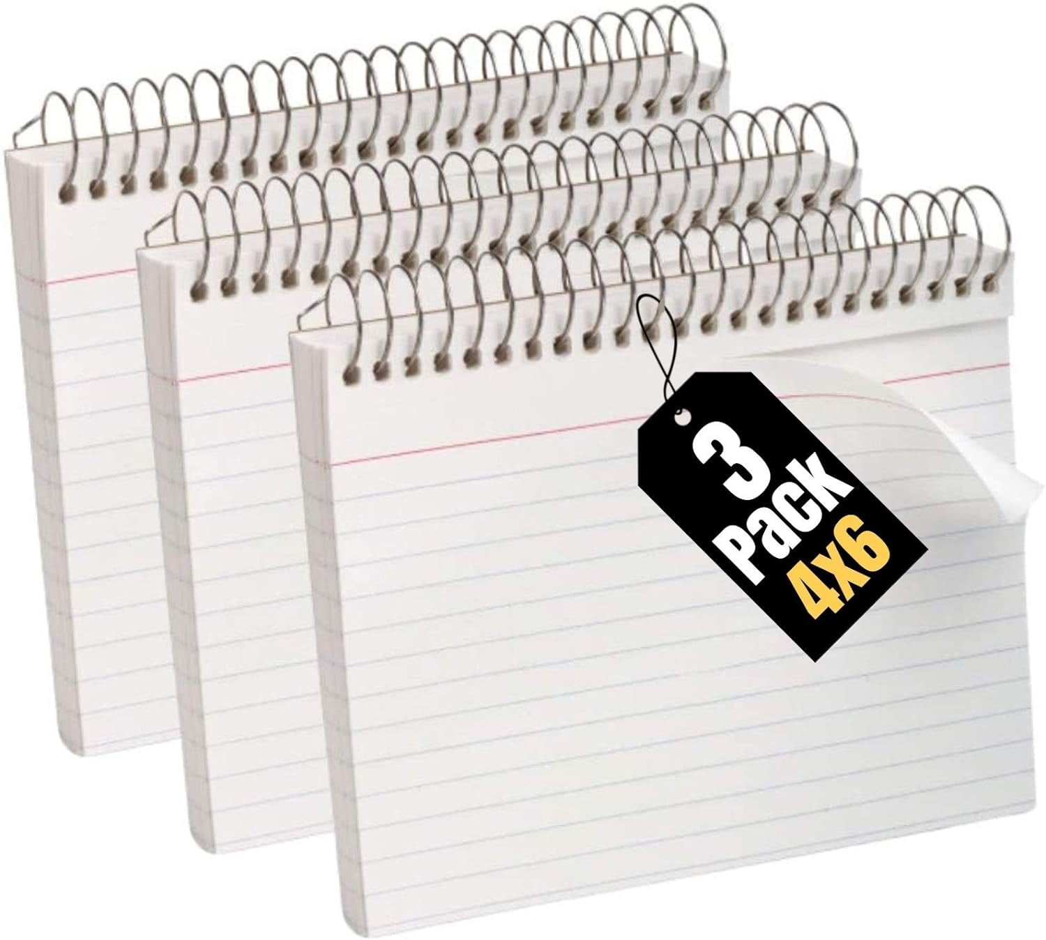 Spiral Bound Index Cards 4X6 Ruled, White, 50 Cards/Pack, 3 Packs