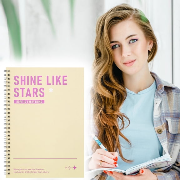 Spiral Bound Notebook, 7.99*5.51 Inch Gradient Journal-Shine Like Stars, 120 Pages Ruled Writing Notebook with Inspirational Text, Wirebound Notebook for Journaling, Planning & Daily Use, Yellow