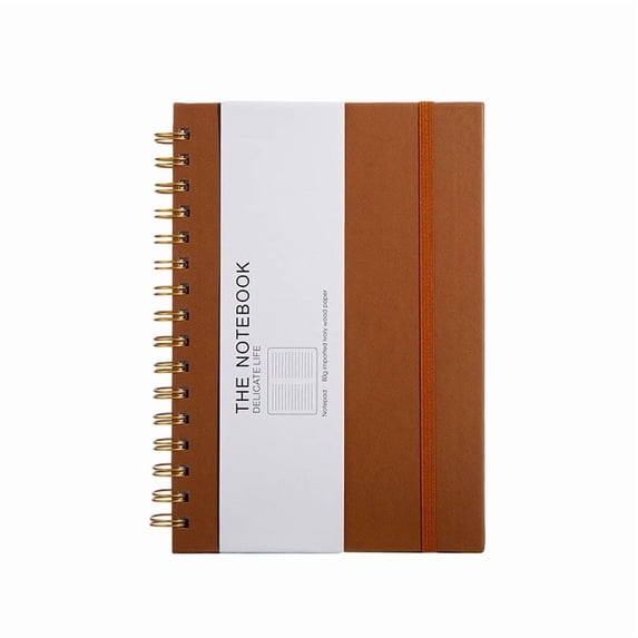 Spiral Bound Notebook | Brown Leather Notebook Journal | Lined Journal Notebook for School Work Office