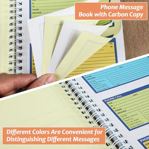 Spiral Bound Phone Message Book 5-1/4x11inch Phone Message Forms Book 2 Part Carbonless Phone Message Pads Phone Call Log Book Voicemail Log Book While You Were Out Message Pad 4 Messages/Page$$