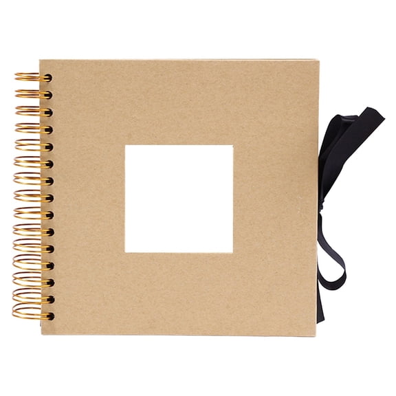 Spiral Bound Scrapbook Album, 8X8inch DIY Photo Scrapbooking Journal, Blank Hardcover Memory Book with Ribbon Closure, Photo Album for Personalized Keepsakes for Family Memories, Craft Projects