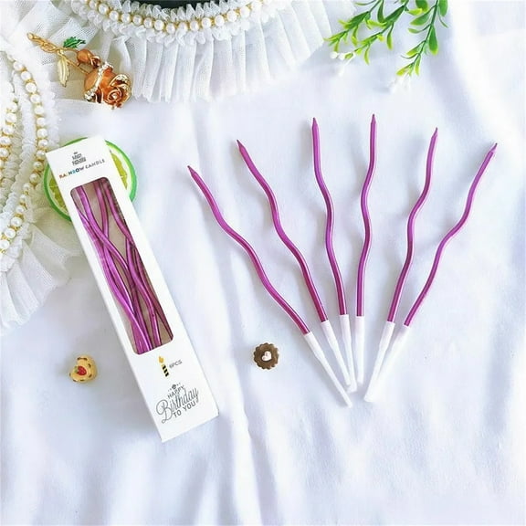 Spiral Cake Candles, 6Pcs Wax Thin Birthday Candles For Wedding Party Cake Decoration, Long Spiral Candles For Birthday Celebrations Party Supplies