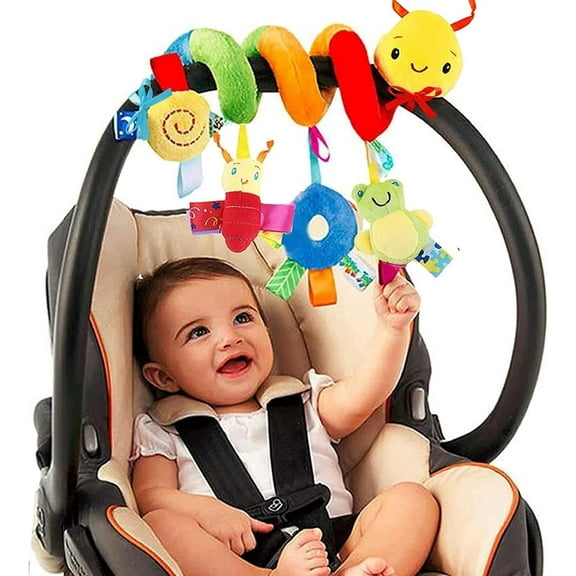 Spiral Car Seat & Stroller Activity Toy - Baby Sensory Toys Soft Hanging Toys for Babies 0-12 Months Boys Girls Car Seat Crib Stroller, with Ringing Bell, Music