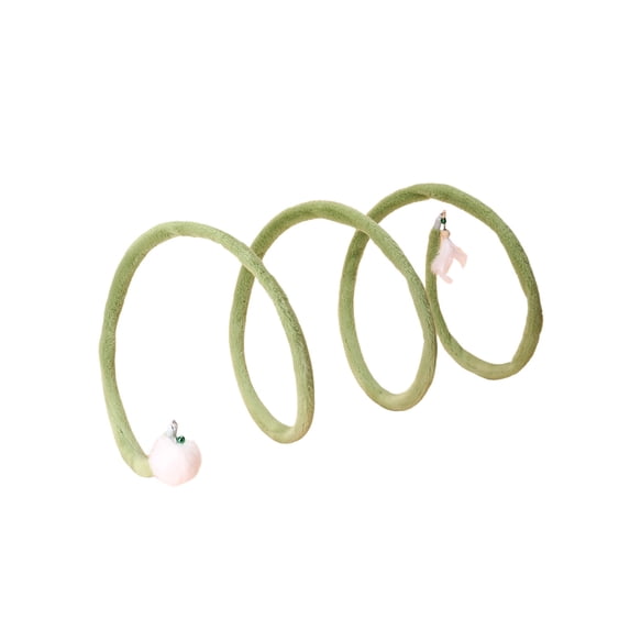 Spiral Cat Tunnel Toy with Ball and Feather Toy, Foldable Interactive Plush Tunnel Toy for Indoor Cats