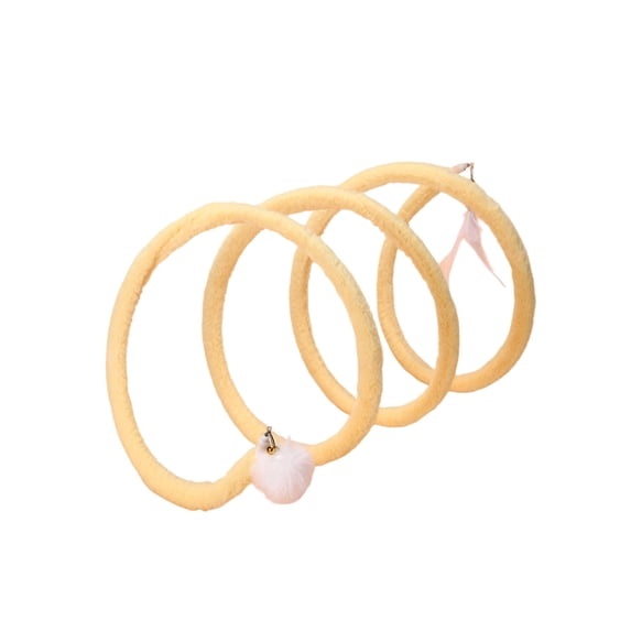 Spiral Cat Tunnel Toy with Ball and Feather Toy, Foldable Interactive Plush Tunnel Toy for Indoor Cats