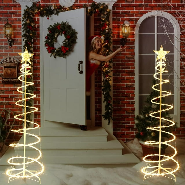 Spiral Christmas Trees Spiral Tree Light, Christmas Spiral Rope Tree for Indoor Outdoor Garden