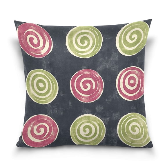 Spiral Circles Shapes 16x16 Inch Plush Velvet Pillowcase Double Sided Print, Hidden Zipper