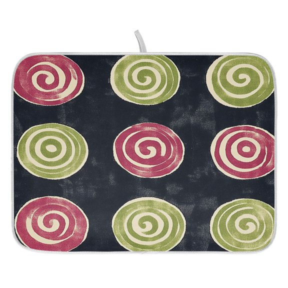 Spiral Circles Shapes Dish Drying Mat for Kitchen, Quick Drying Absorbent Soft Durable 16" x 18"
