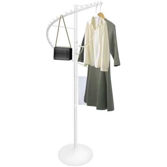 Spiral Clothing Rack, Freestanding 360 Rotating Garment Rack with Isolation Beads and Dividing Bars, Metal Clothes Display Racks for Bedrooms, Laundry Rooms, Boutiques, Showrooms, Shops Etc(White)