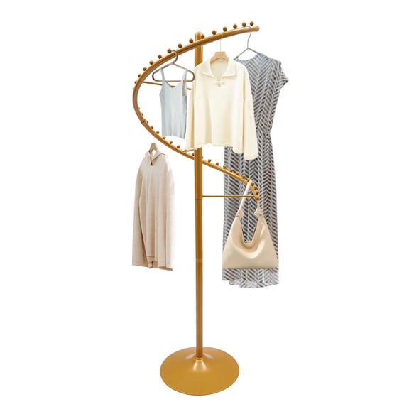 Spiral Clothing Rack, Rotating Iron Garment Rack with Large Diameter Base, Clothing Rack for Home, Store (Gold)