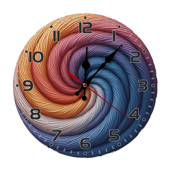 Spiral Colorful Abstract Wall Clock 10 Inch Silent Non Ticking Round Clock Decoration for Living Room Kitchen Bedroom Bathroom Office Classroom