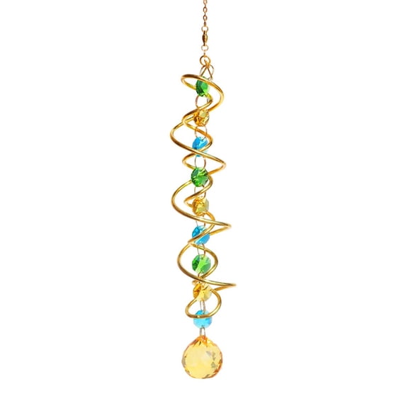 Spiral Crystal Sun Catcher Wind Chime Hanging Prism Light Catching Ornament for Home Window Balcony Outdoor Courtyard Wind Bell Decor