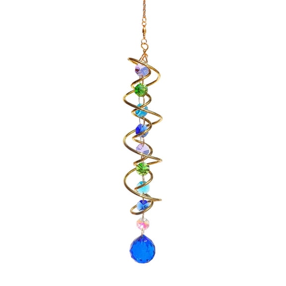Spiral Crystal Suncatcher Wind Chime Hanging Prism Ornament for Windows Garden Outdoor Decor Rainbow Maker Pendant 10 Inch