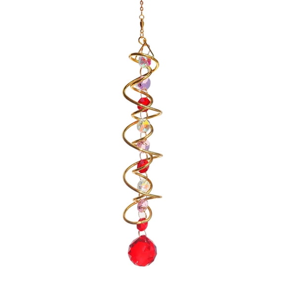 Spiral Crystal Suncatcher Wind Chime Hanging Prism Ornament for Windows Garden Outdoor Decor Rainbow Maker Pendant 10 Inch