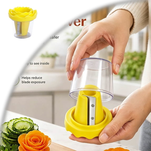 Spiral Curler Sharpener Crinkle Cutter Stainless Steel Carrot Flower Salad Decorating Maker Peeler for Fruits and Vegetable, Mini Funnel Spiral Slicer with Non- Salient Point