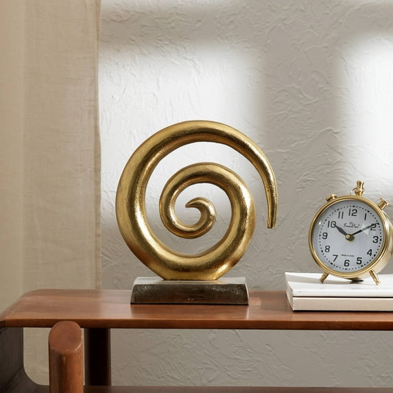 Spiral Design Aluminum Tabletop Décor With Base- Gold Color