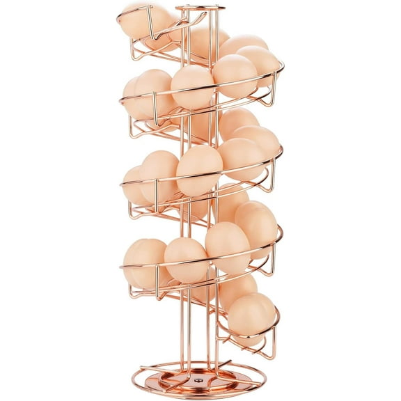 Spiral Design Metal Egg Dispenser Rack, Storage Display Rack, Rose Gold