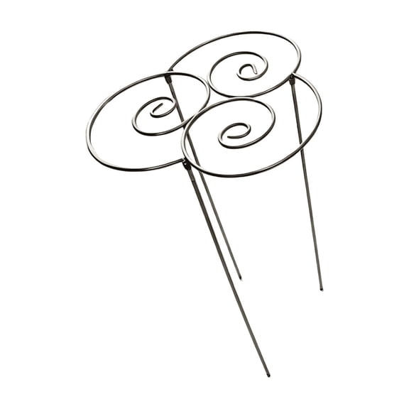Spiral Design Plant Support Ring, 3-Loop Metal Stake for Rose & Hydrangea Blooms