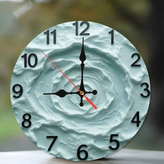 Spiral Design Wall Clock with Unique Aqua Texture 10-Inch Silent Wooden Wall Clock, Battery Operated (AA Batteries Not Included), Artistic Home Decor