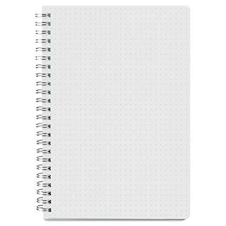 Spiral Dot Grid Notebook - A5 Bullet Dotted Journal, 80 Sheets / 160 Pages,  100gsm White Paper, Transparent Hardcover, 5.8X8.25 in
