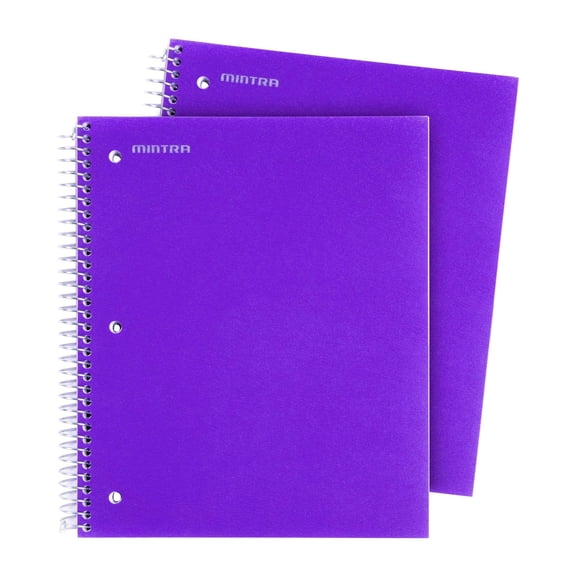 Mintra Office Durable Spiral Notebooks -(06308) 3 Subject, 150 Sheets (Purple, College Ruled 2 Pack)