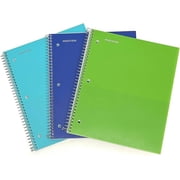 Spiral Durable Notebooks, 3 Pack 1 Subject, Wide Ruled
