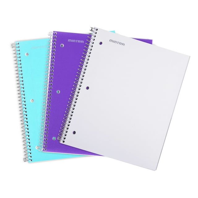 Spiral Durable Notebooks, 3 Pack (1 Subject, Wide Ruled)