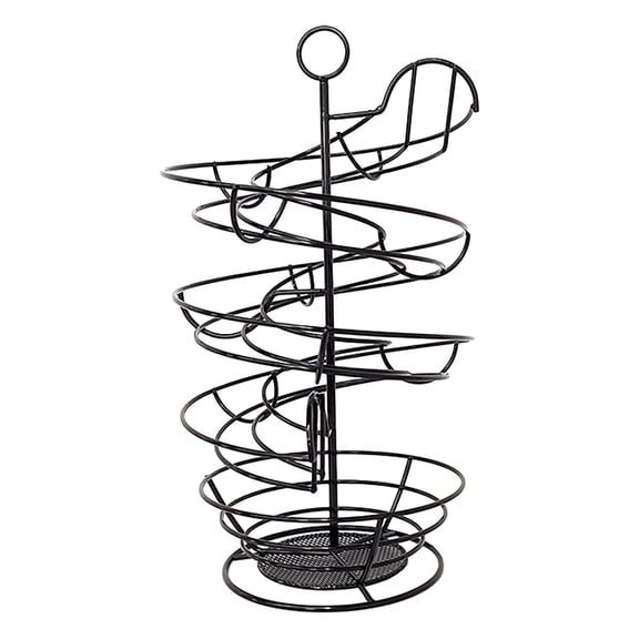 Spiral Egg Rack for Fresh Eggs - Sturdy Metal Egg Skelter Countertop Egg Holder with Bottom Basket and 360-Degree Rotatable Middle Pole Up to 36-Egg Capacity, Egg Storage Rack Solution, 1Pc,Black