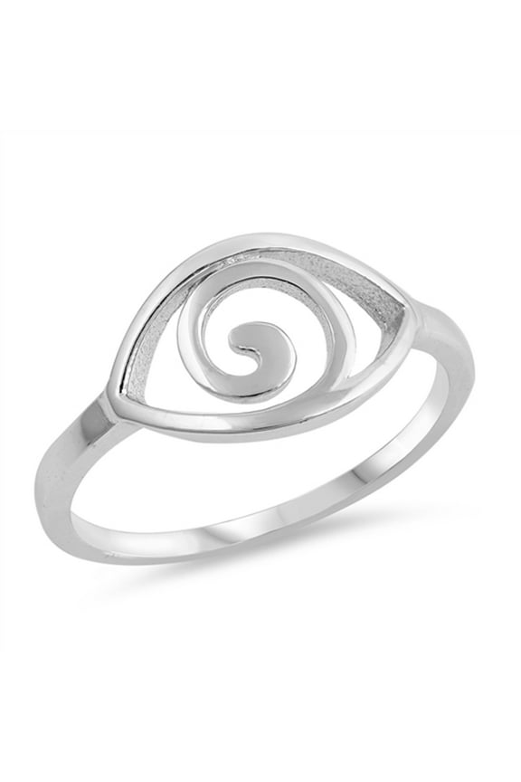 Spiral Eye Wave Good Luck Boho Chic Ring 925 Sterling Silver Band Jewelry Female Male Unisex Size 6