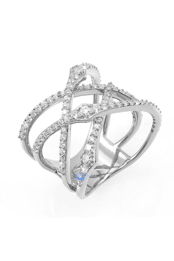 Spiral Fashion RING Signity CZ EMILY Rhodium over Sterling Silver (SIZE: 7)