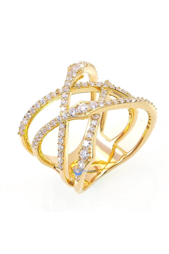 Spiral Fashion RING Signity CZ EMILY Rhodium over Sterling Silver (SIZE: 9)