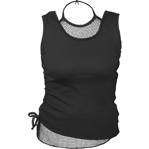 Spiral Direct GOTHIC ROCK Cotton 2in1 Neck Tie Mesh Top BlackGothic |Metal